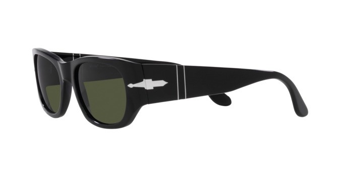 Occhiali da sole Persol PO 3307S (95/31) colore nero forma quadrato lenti verde