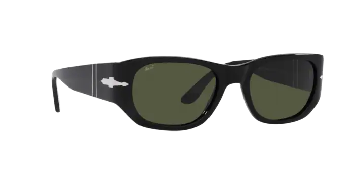 Occhiali da sole Persol PO 3307S (95/31) colore nero forma quadrato lenti verde