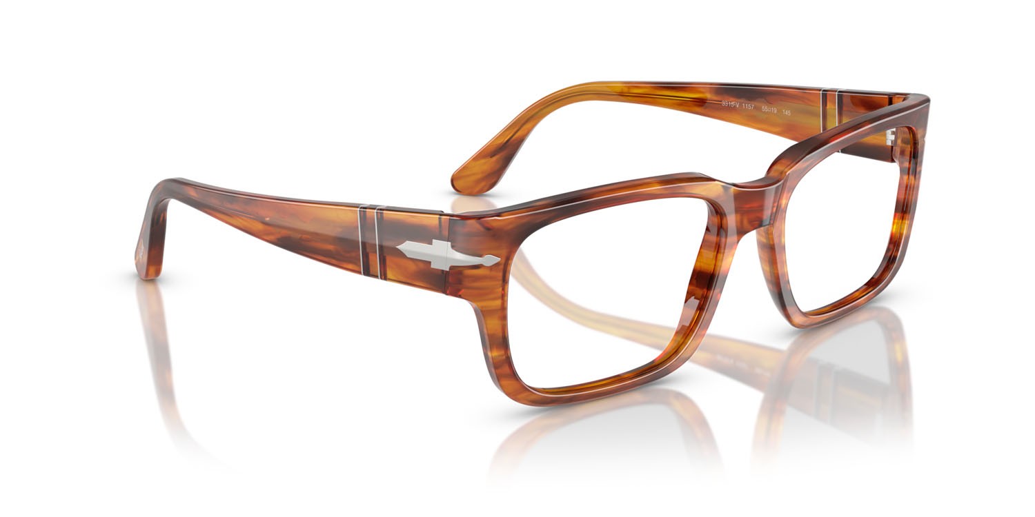 Eyeglasses Persol PO 3315V (1157) color striato marrone shape rectangle lenses lente demo