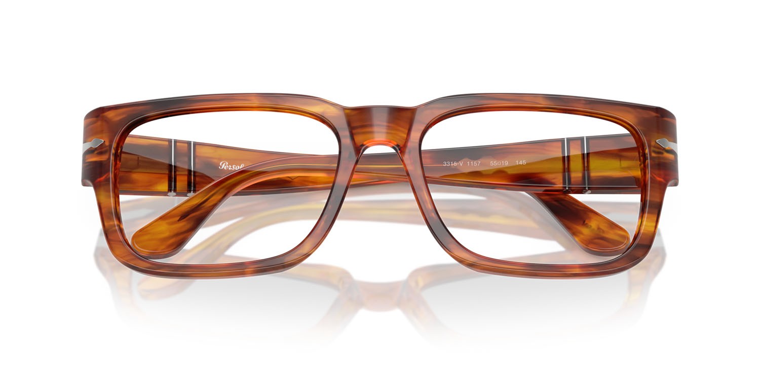 Eyeglasses Persol PO 3315V (1157) color striato marrone shape rectangle lenses lente demo