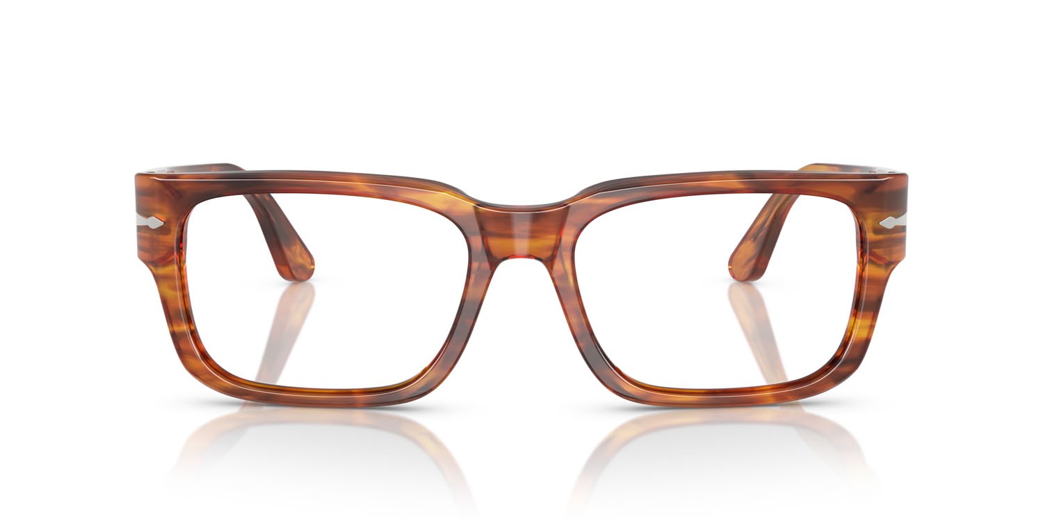 Eyeglasses Persol PO 3315V (1157) color striato marrone shape rectangle lenses lente demo