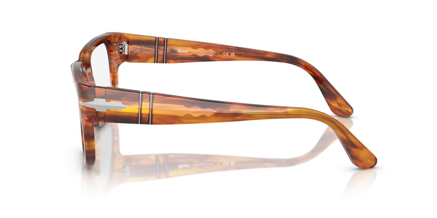 Eyeglasses Persol PO 3315V (1157) color striato marrone shape rectangle lenses lente demo