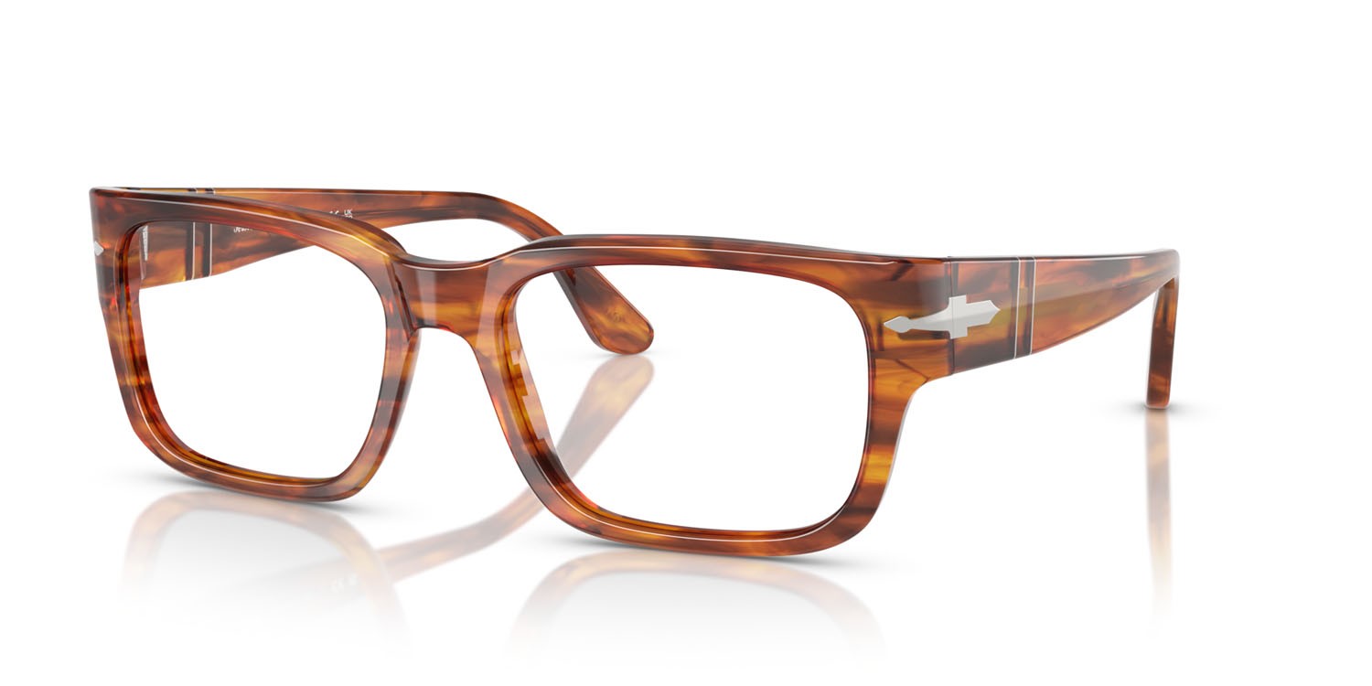Eyeglasses Persol PO 3315V (1157) color striato marrone shape rectangle lenses lente demo