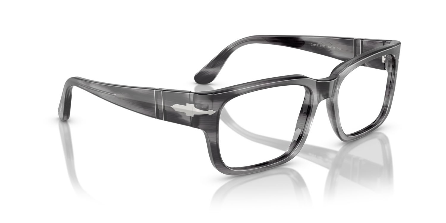 Eyeglasses Persol PO 3315V (1192) color striato grigio shape rectangle lenses lente demo