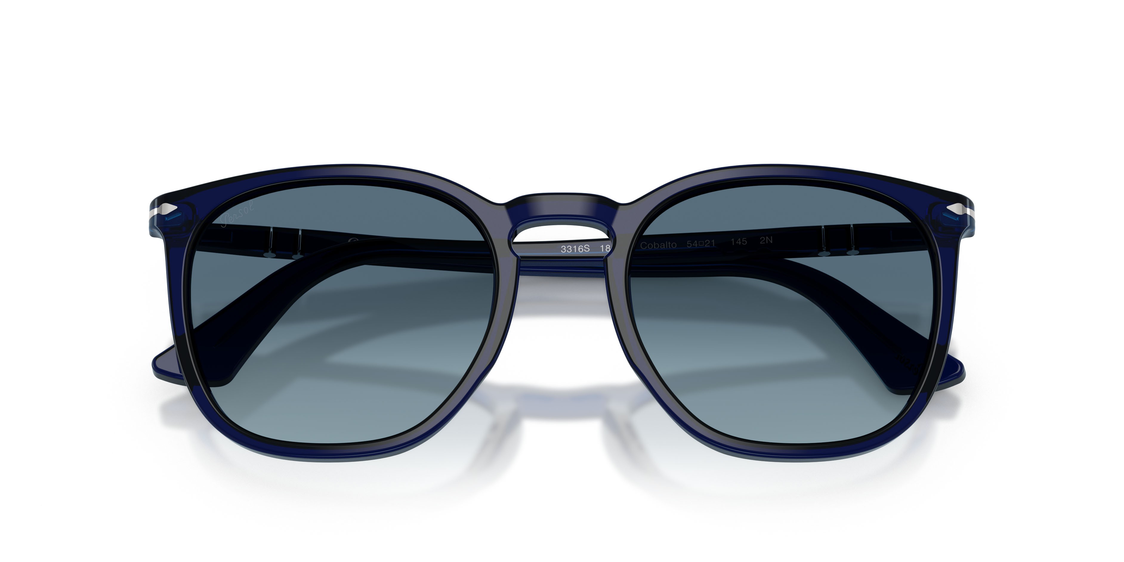 Occhiali da sole Persol PO 3316S (181/Q8) colore cobalto forma rotondo lenti blu sfumato