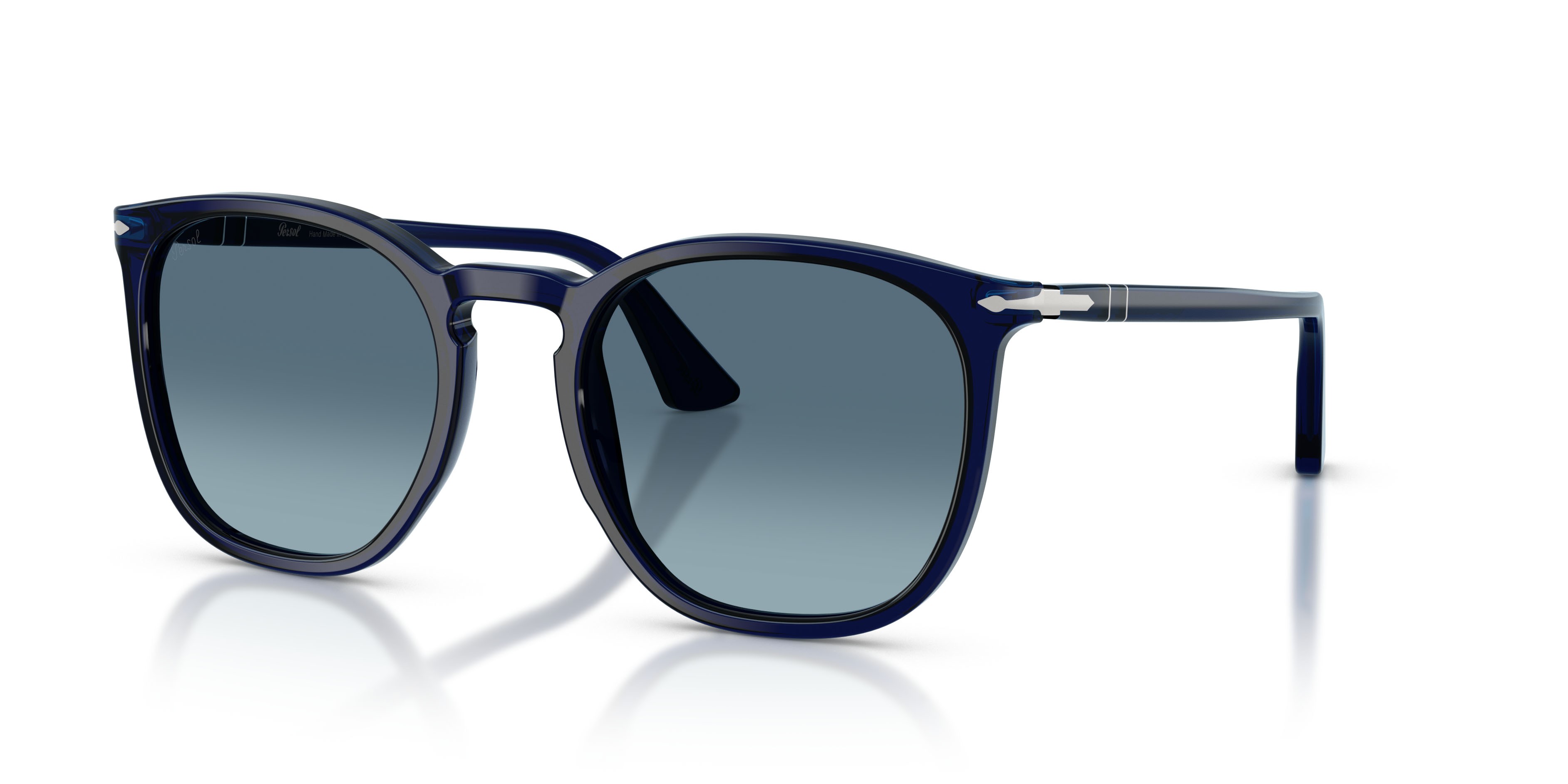 Occhiali da sole Persol PO 3316S (181/Q8) colore cobalto forma rotondo lenti blu sfumato