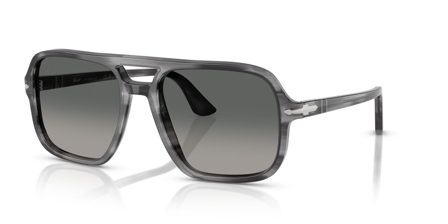 Occhiali da sole Persol PO 3328S (119271) colore striato grigio forma aviator lenti grigio sfumato scuro