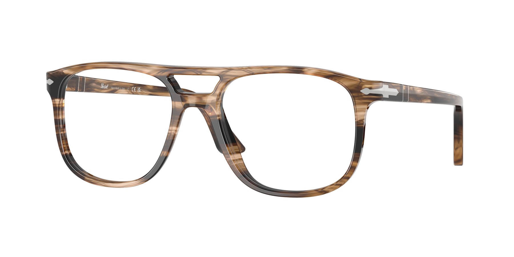 Occhiali da vista Persol Greta PO 3329V (1236) colore striped black & greish brown forma aviator lenti lente demo