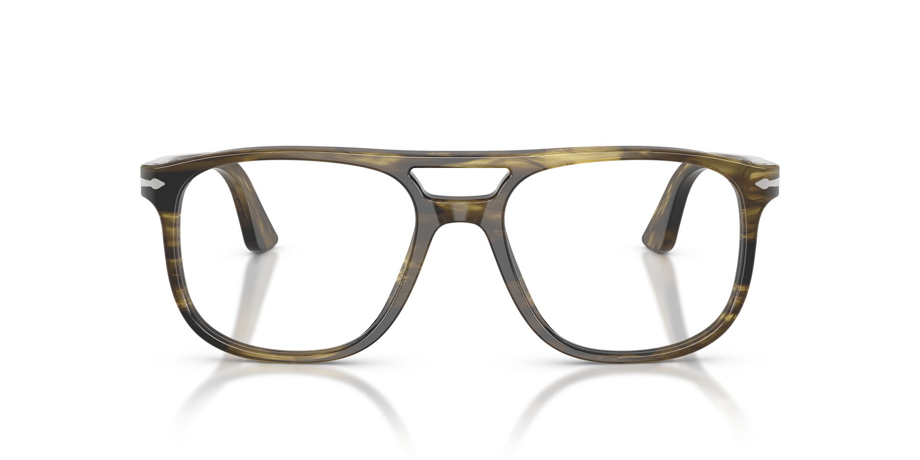 Eyeglasses Persol Greta PO 3329V (1237) color striped black & olive green shape aviator lenses lente demo