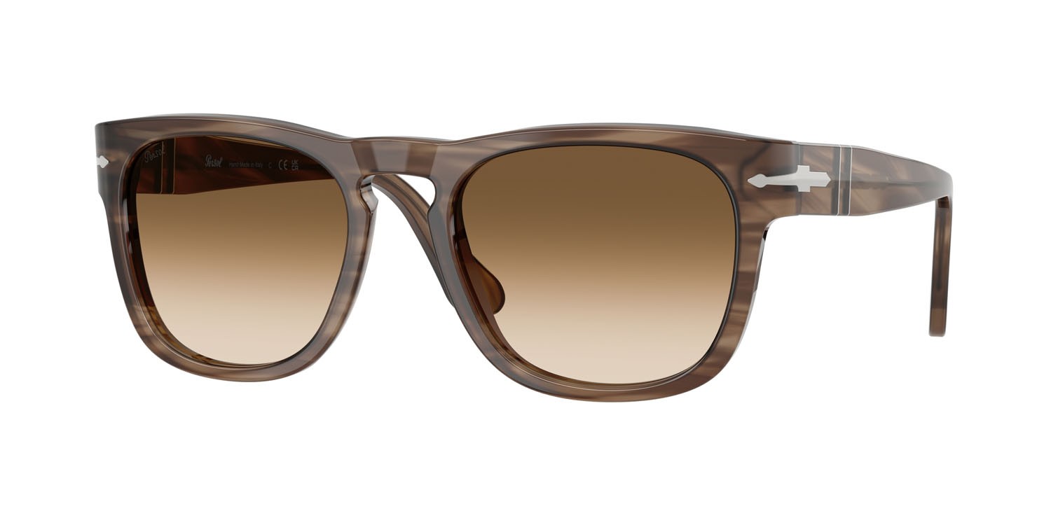 Occhiali da sole Persol Elio PO 3333S (120851) colore striato marrone forma quadrato lenti marrone sfumato