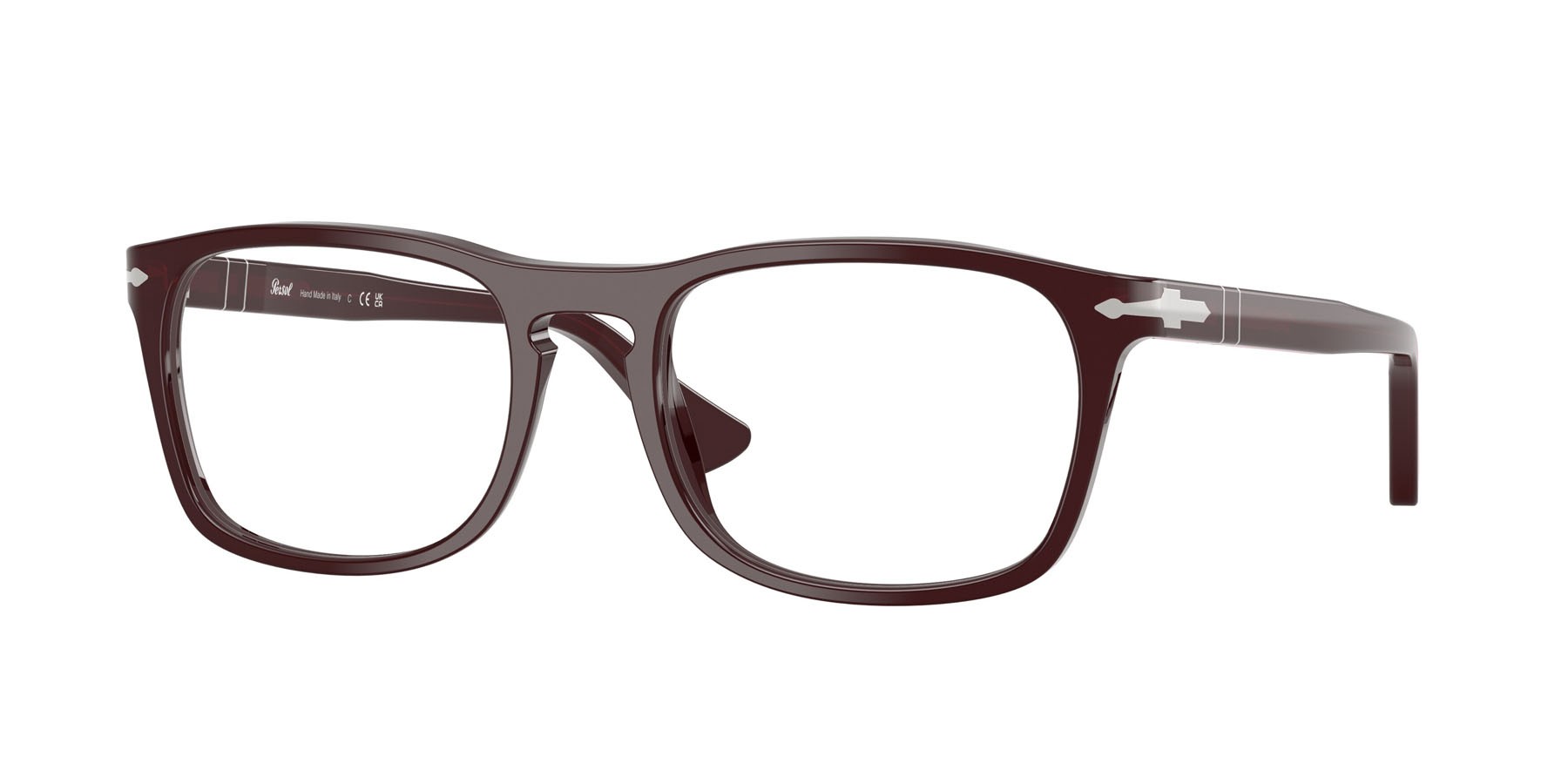 Eyeglasses Persol PO 3344V (1241) color borgogna opalino shape square lenses lente demo