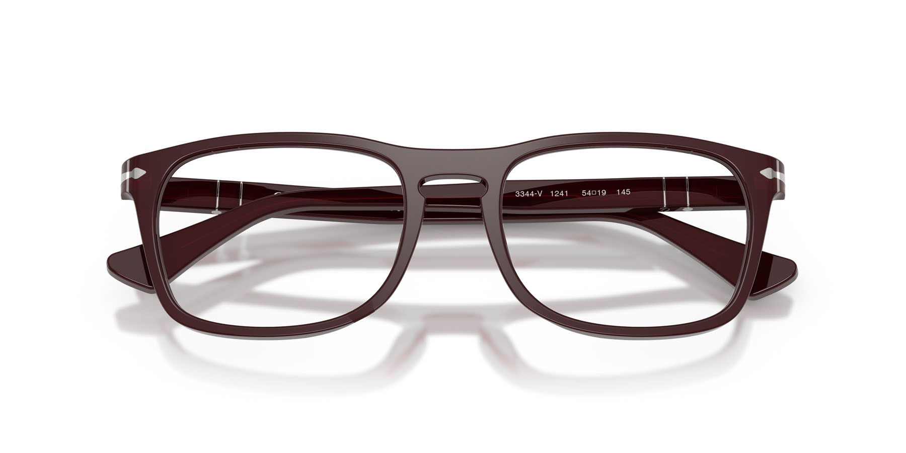 Eyeglasses Persol PO 3344V (1241) color borgogna opalino shape square lenses lente demo