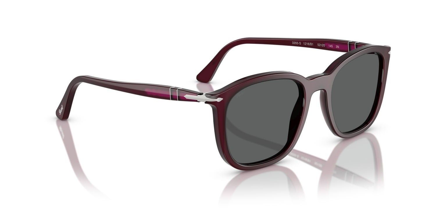 Sunglasses Persol PO 3355S (1216B1) color prugna perlaceo shape square lenses grigio scuro