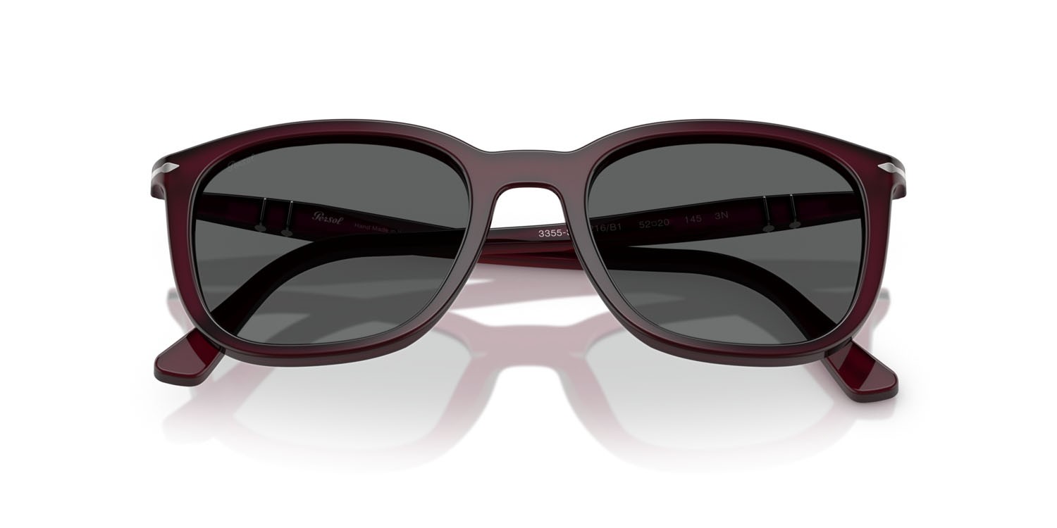 Sunglasses Persol PO 3355S (1216B1) color prugna perlaceo shape square lenses grigio scuro