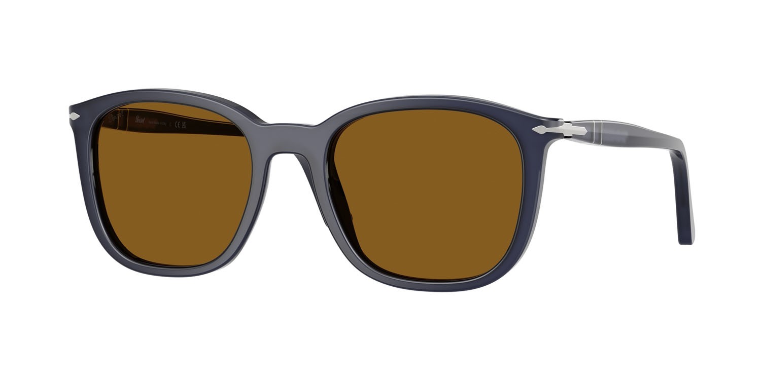 Sunglasses Persol PO 3355S (121733) color blu notte perlaceo shape square lenses marrone