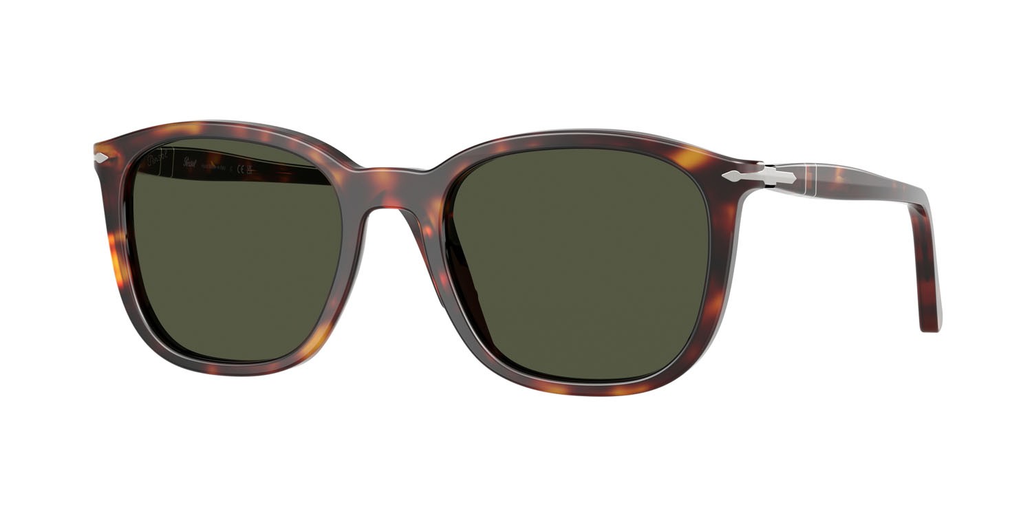 Occhiali da sole Persol PO 3355S (24/31) colore havana forma quadrato lenti verde