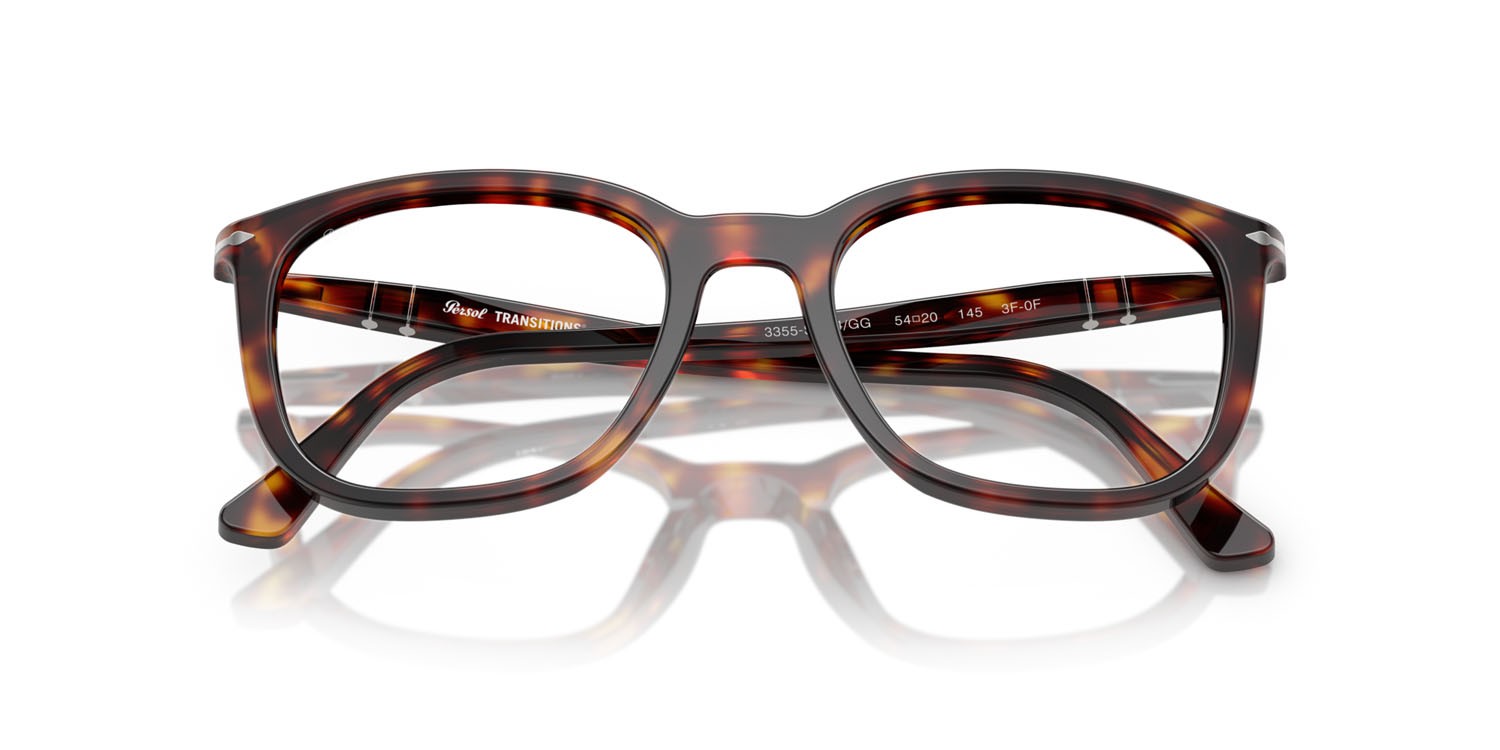 Occhiali da sole Persol PO 3355S (24/GG) colore havana forma quadrato lenti transitions 8 zaffiro