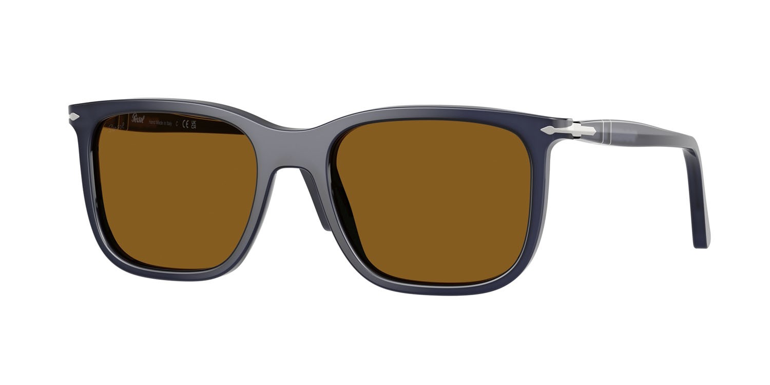 Occhiali da sole Persol Renzo PO 3357S (121733) colore blu notte perlaceo forma rettangolare lenti marrone