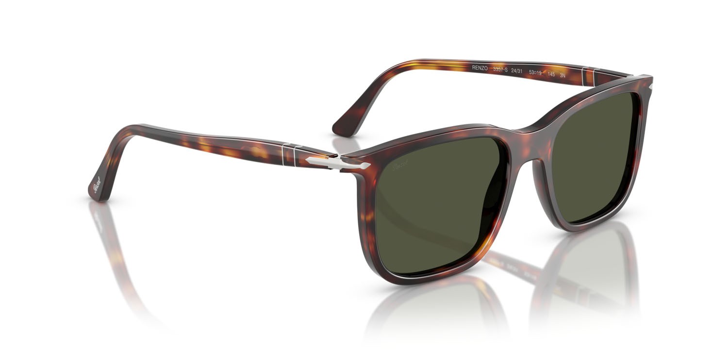 Occhiali da sole Persol Renzo PO 3357S (24/31) colore havana forma rettangolare lenti verde