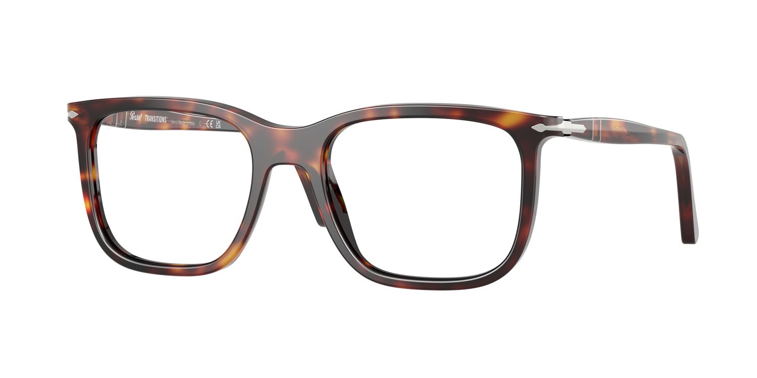 Occhiali da sole Persol Renzo PO 3357S (24/GG) colore havana forma rettangolare lenti transitions 8 zaffiro