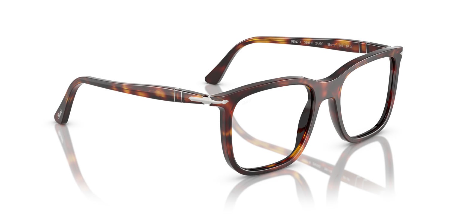 Occhiali da sole Persol Renzo PO 3357S (24/GG) colore havana forma rettangolare lenti transitions 8 zaffiro
