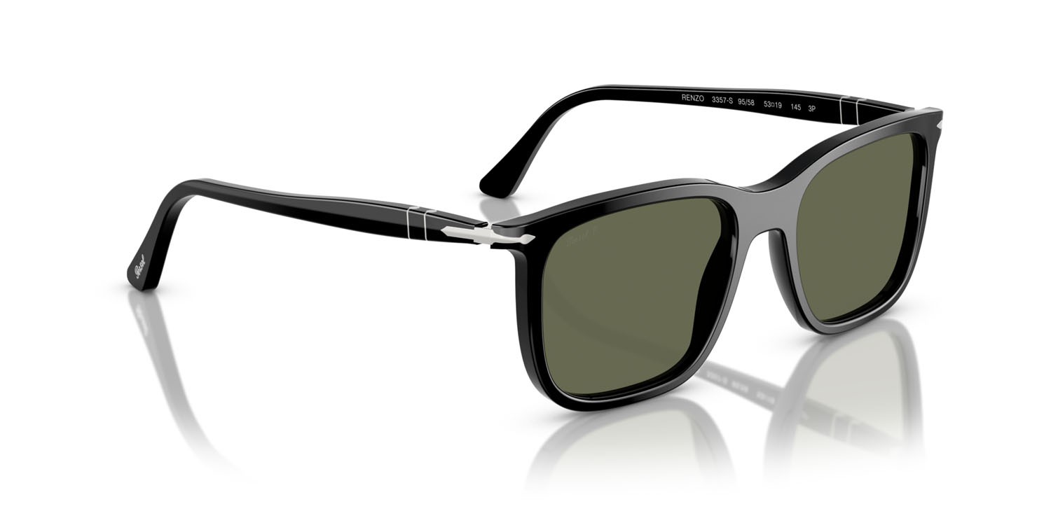 Sunglasses Persol Renzo PO 3357S (95/58) color nero shape rectangle lenses polar verde