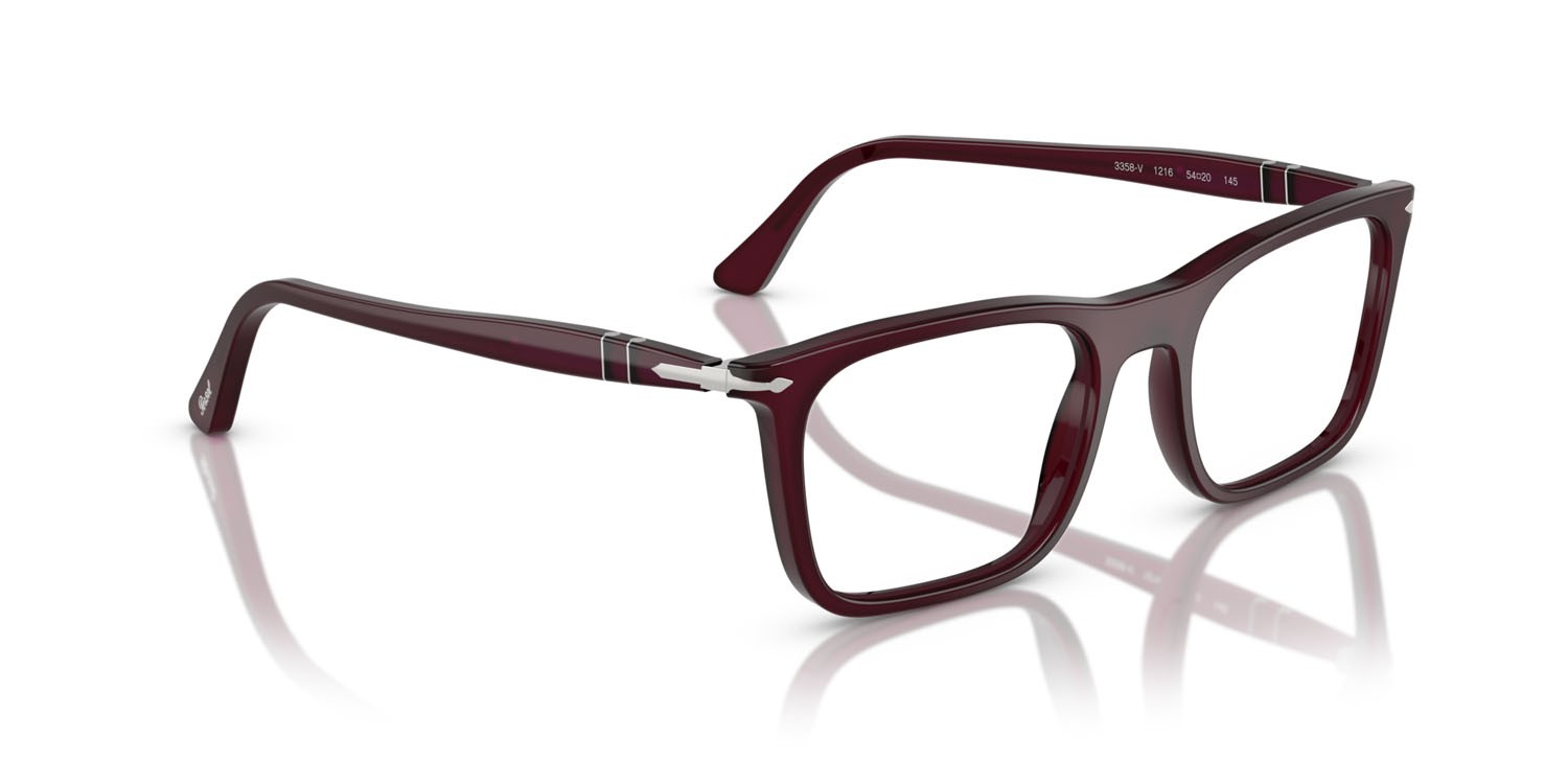 Eyeglasses Persol PO 3358V (1216) color prugna perlaceo shape rectangle lenses lente demo