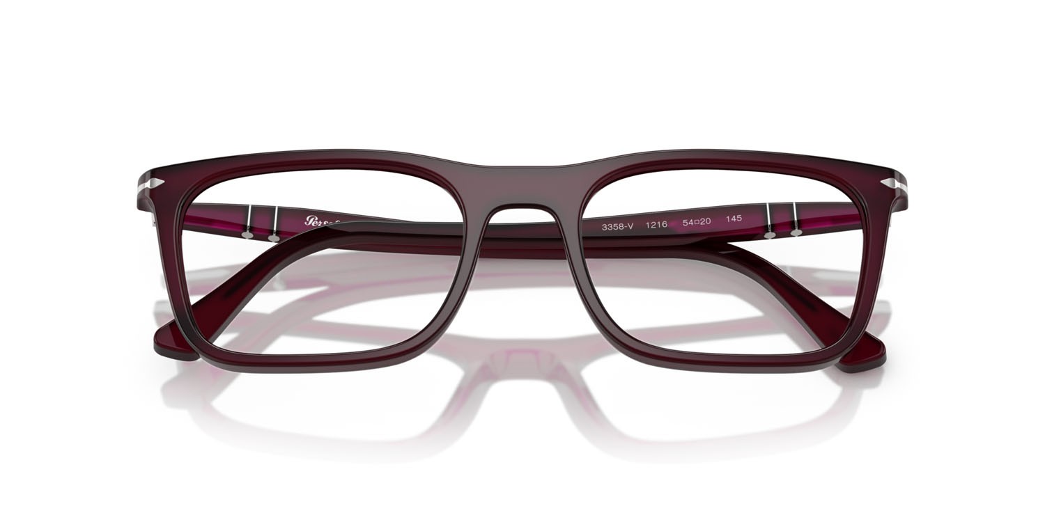 Eyeglasses Persol PO 3358V (1216) color prugna perlaceo shape rectangle lenses lente demo