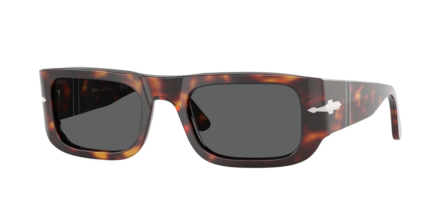 Occhiali da sole Persol PO 3362S (24/B1) colore havana forma quadrato lenti grigio scuro