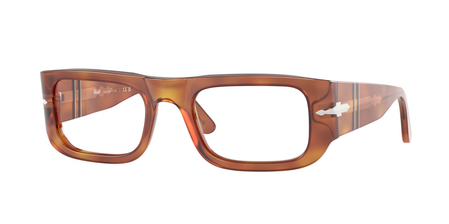 Occhiali da vista Persol Wes PO 3362V (96) colore terra di siena forma quadrato lenti lente demo