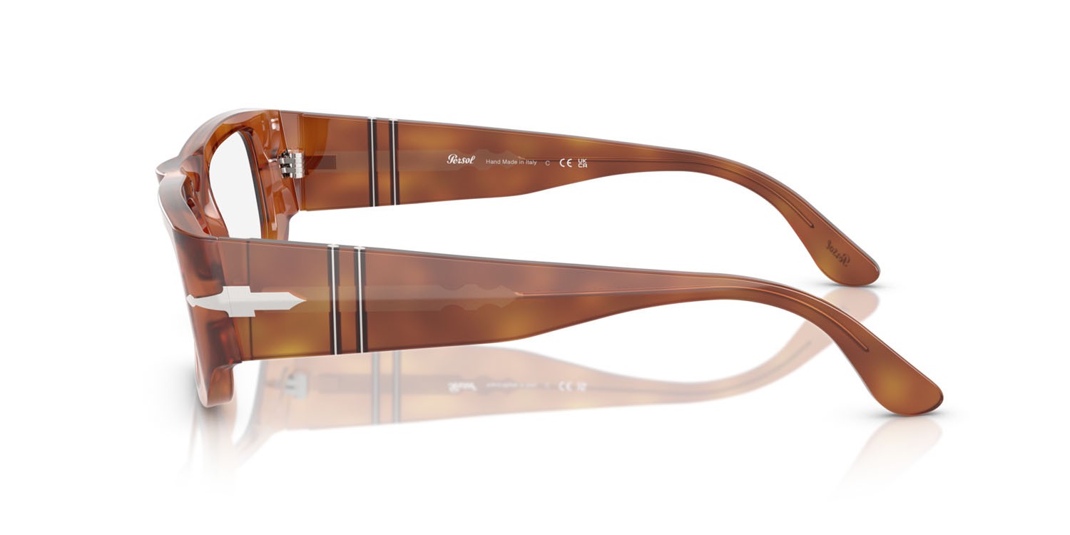 Occhiali da vista Persol Wes PO 3362V (96) colore terra di siena forma quadrato lenti lente demo