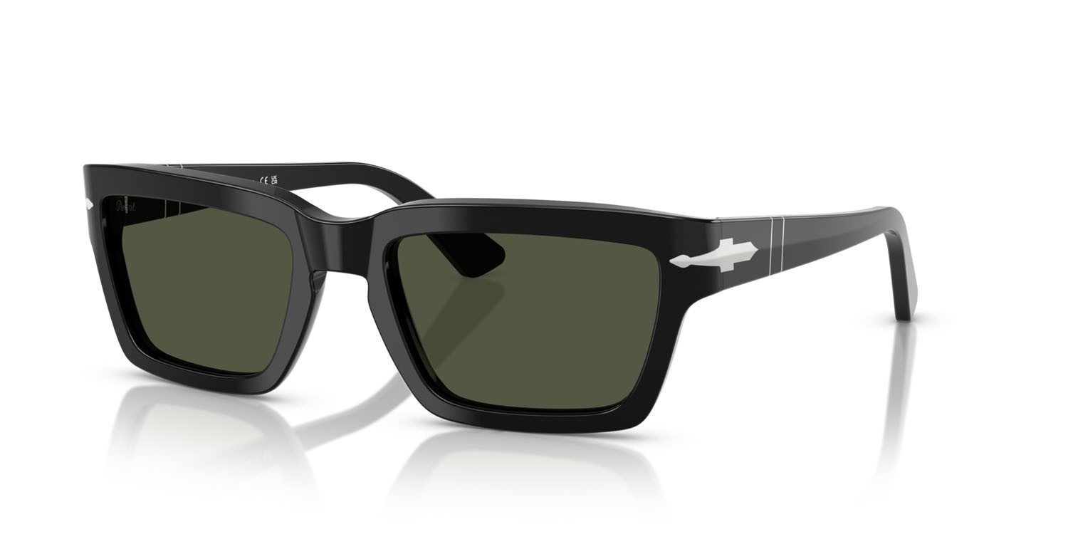 Occhiali da sole Persol PO 3363S (95/31) colore nero forma rettangolare lenti verde