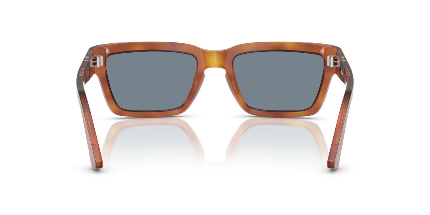 Occhiali da sole Persol PO 3363S (96/56) colore terra di siena forma rettangolare lenti blu
