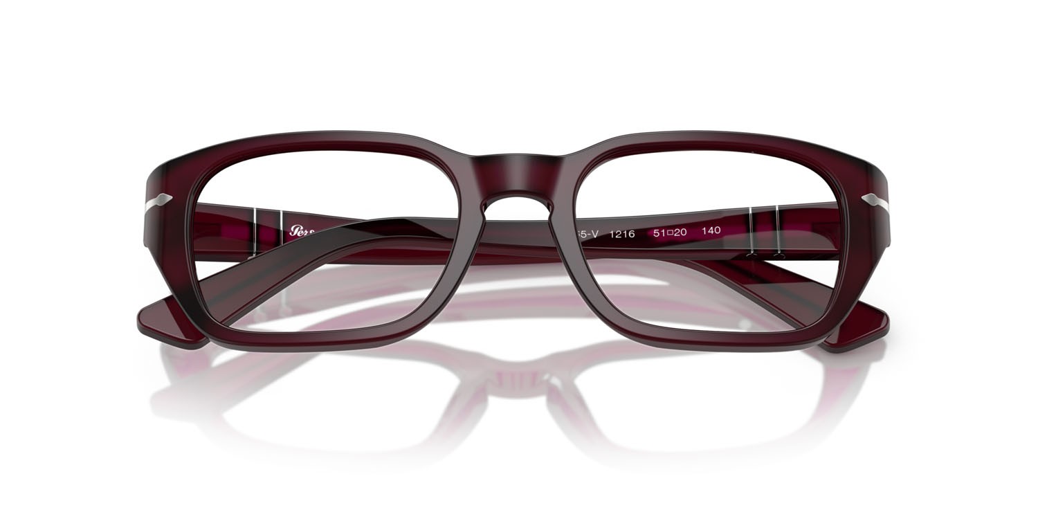 Eyeglasses Persol PO 3365V (1216) color prugna perlaceo shape square lenses lente demo