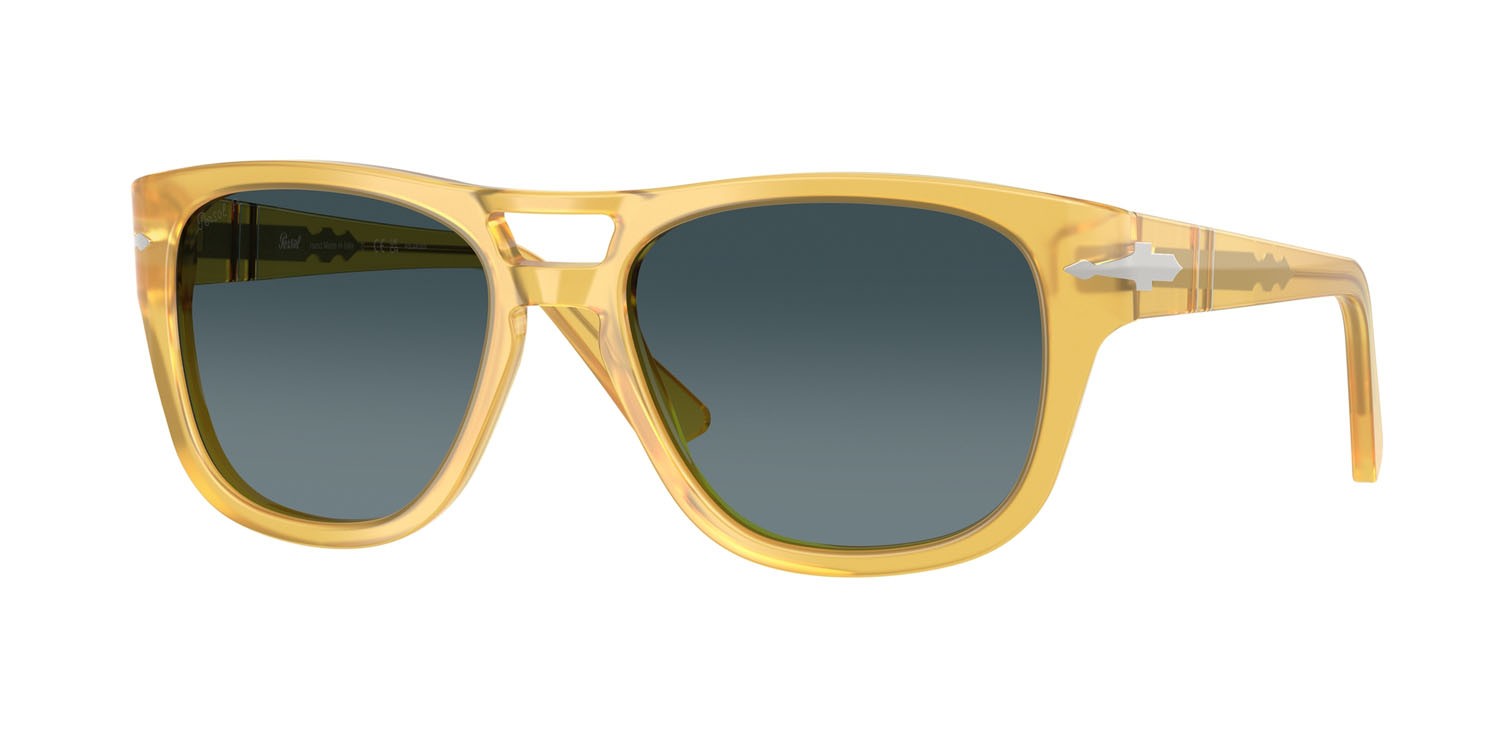 Sunglasses Persol PO 3366S (204/S3) color miele shape square lenses celeste sfumato blu scuro
