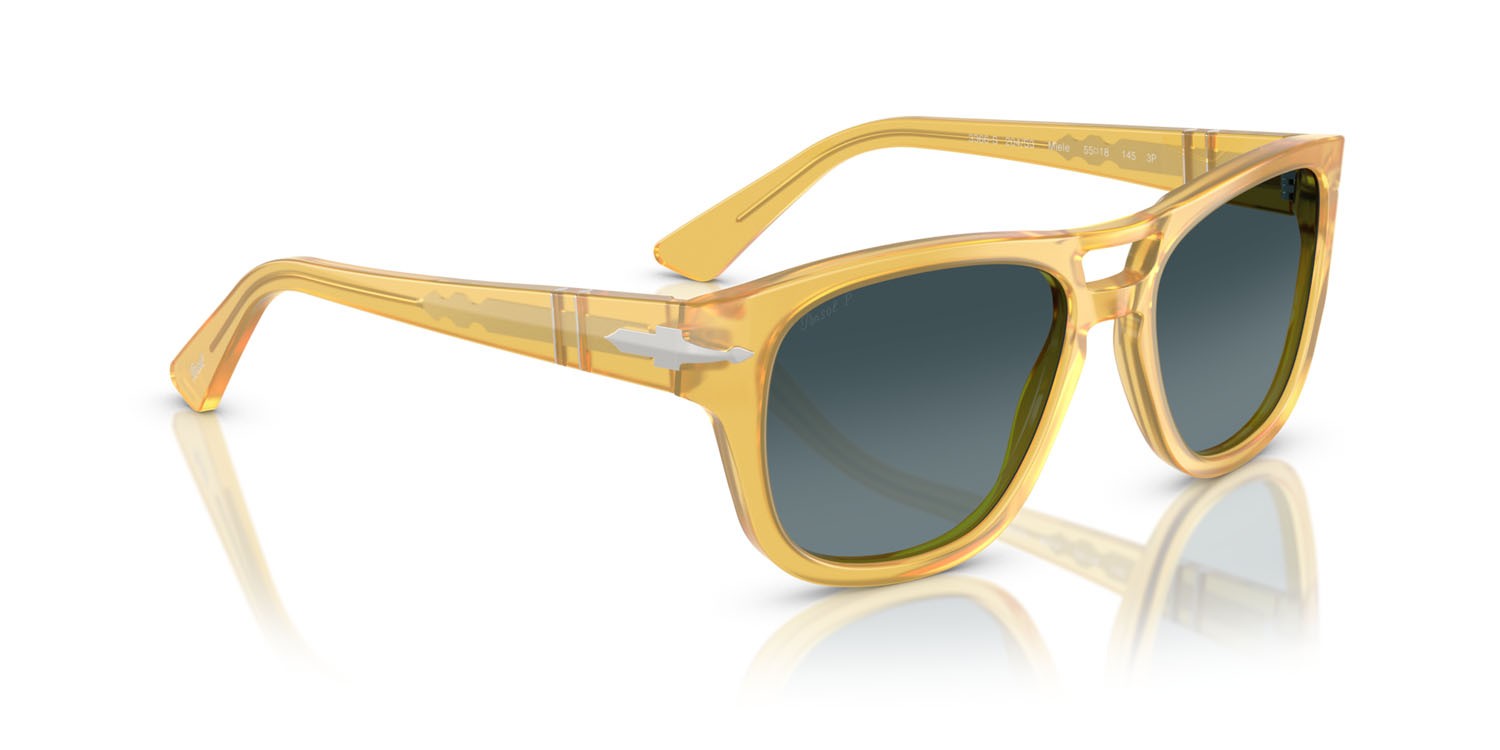 Sunglasses Persol PO 3366S (204/S3) color miele shape square lenses celeste sfumato blu scuro