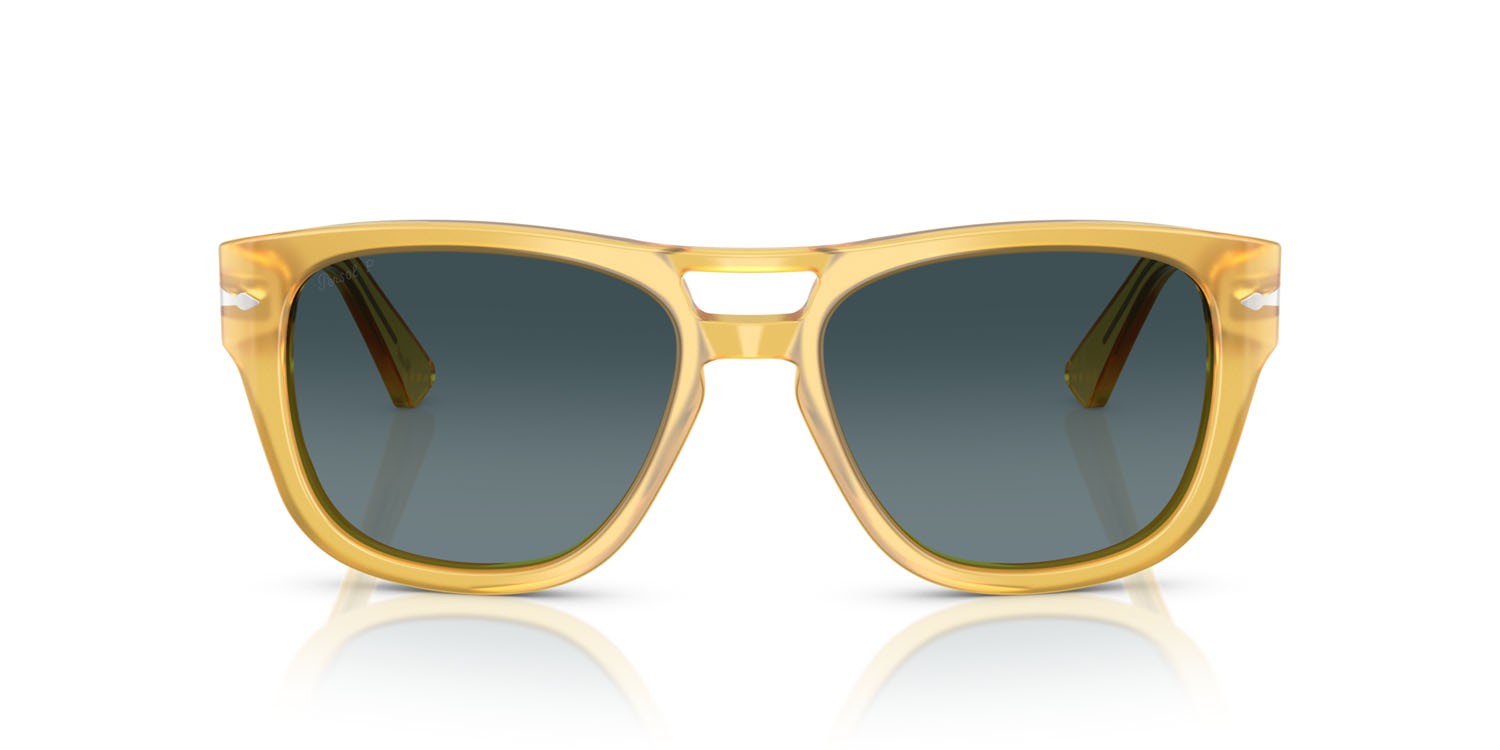 Sunglasses Persol PO 3366S (204/S3) color miele shape square lenses celeste sfumato blu scuro