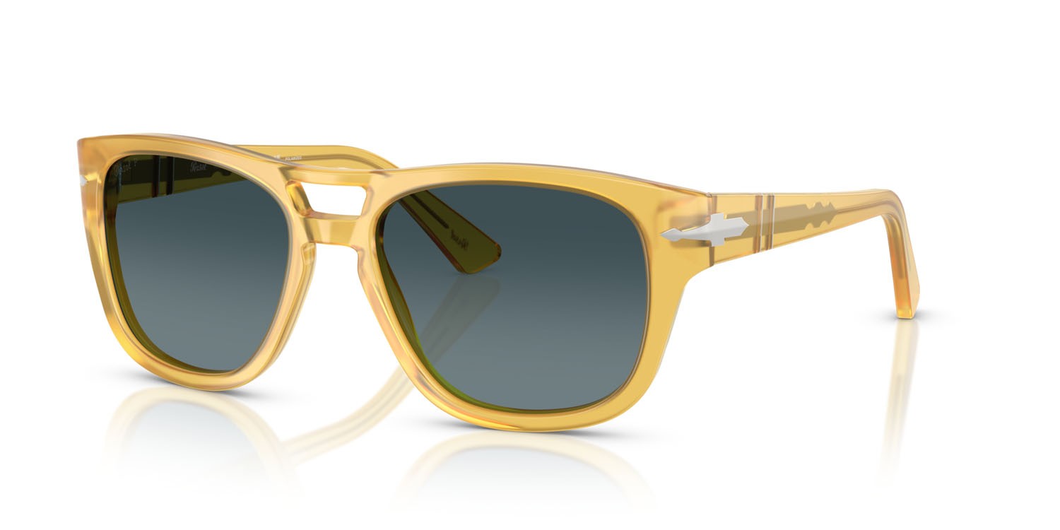 Sunglasses Persol PO 3366S (204/S3) color miele shape square lenses celeste sfumato blu scuro