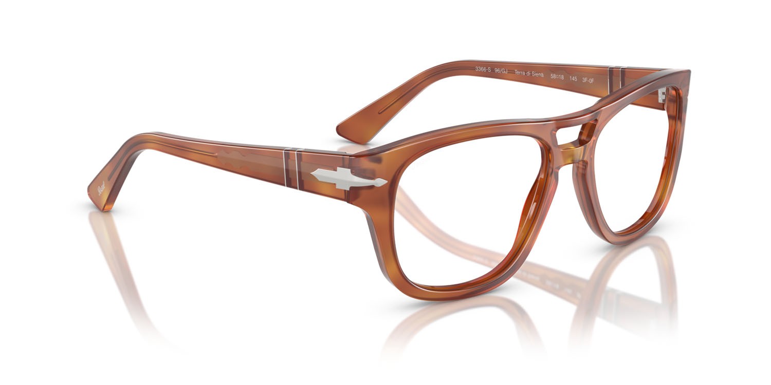 Occhiali da sole Persol PO 3366S (96/GJ) colore terra di siena forma quadrato lenti transitions 8 verde