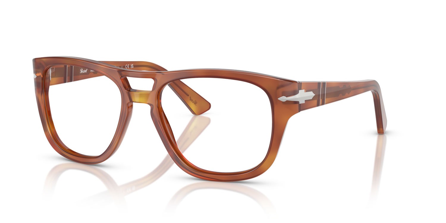 Occhiali da sole Persol PO 3366S (96/GJ) colore terra di siena forma quadrato lenti transitions 8 verde