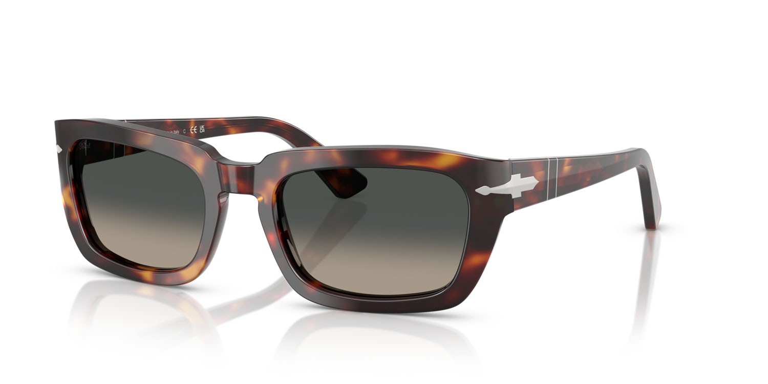 Occhiali da sole Persol PO 3367S (24/71) colore havana forma quadrato lenti grigio chiaro sfumato grigio scuro