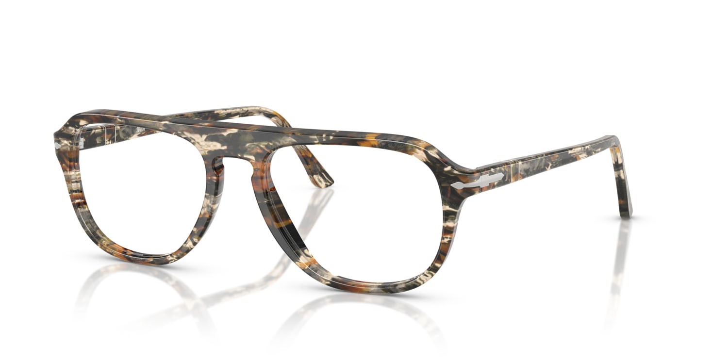 Eyeglasses Persol PO 3368V (1221) color marrone ambrato/pirate black shape aviator lenses lente demo