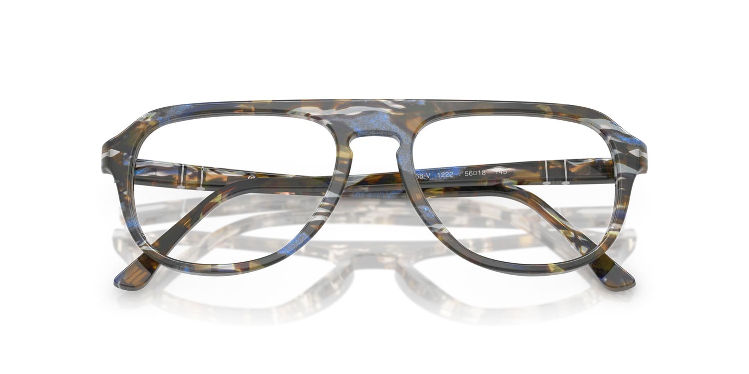 Eyeglasses Persol PO 3368V (1222) color grigio frost/blu nautical shape aviator lenses lente demo