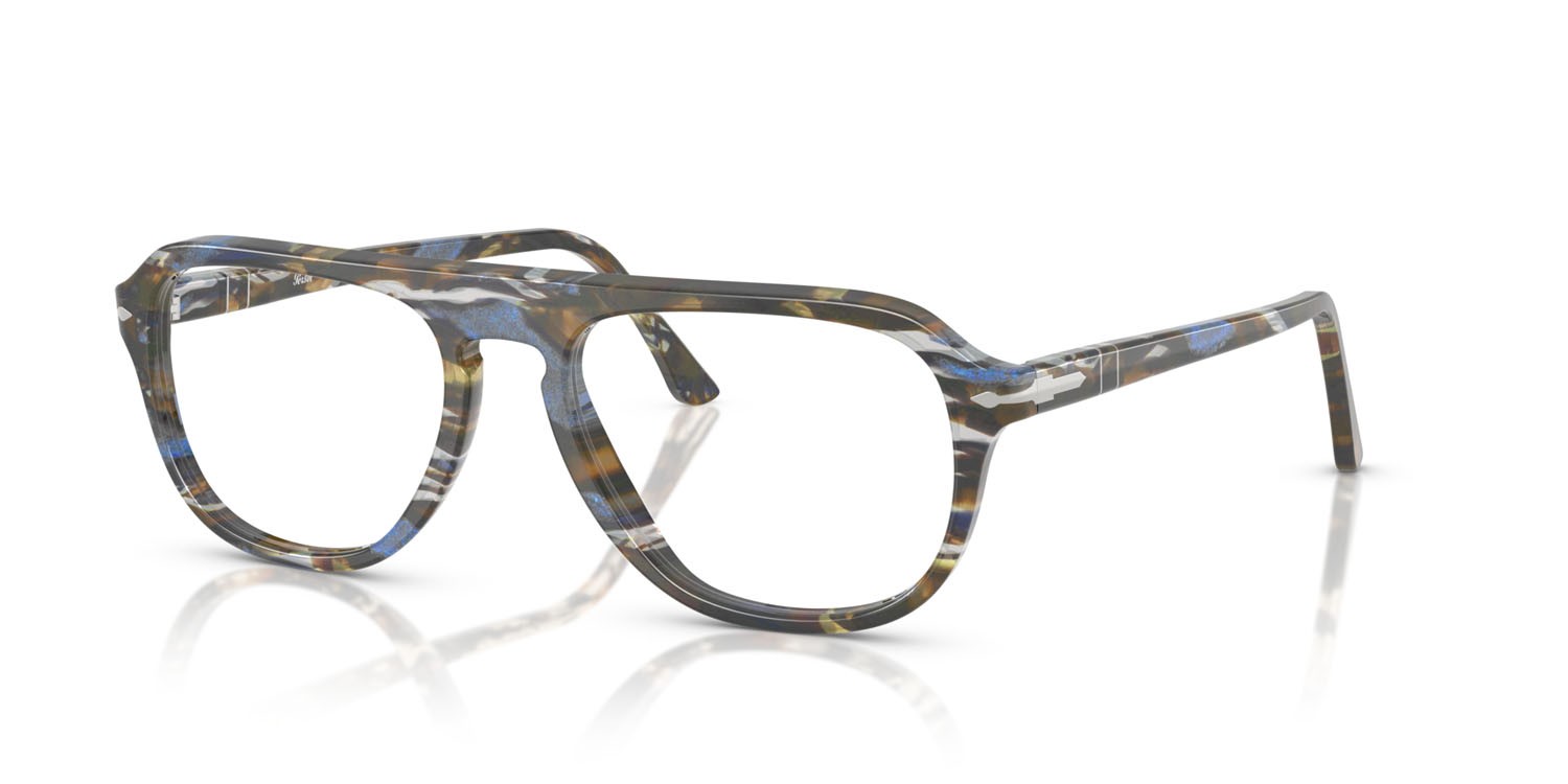 Eyeglasses Persol PO 3368V (1222) color grigio frost/blu nautical shape aviator lenses lente demo