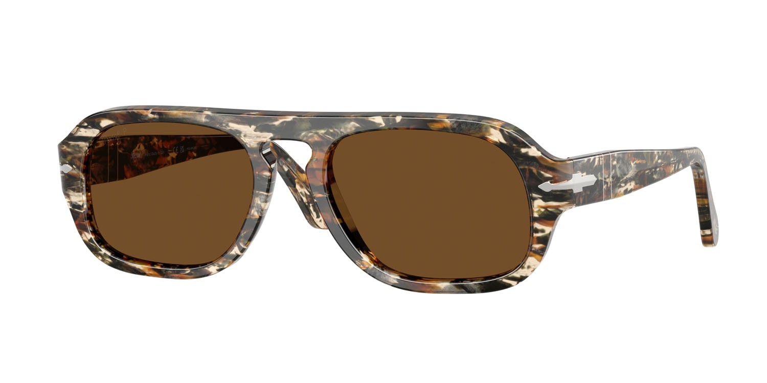 Occhiali da sole Persol PO 3369S (122157) colore marrone ambrato/pirate black forma aviator lenti polarizzata marrone