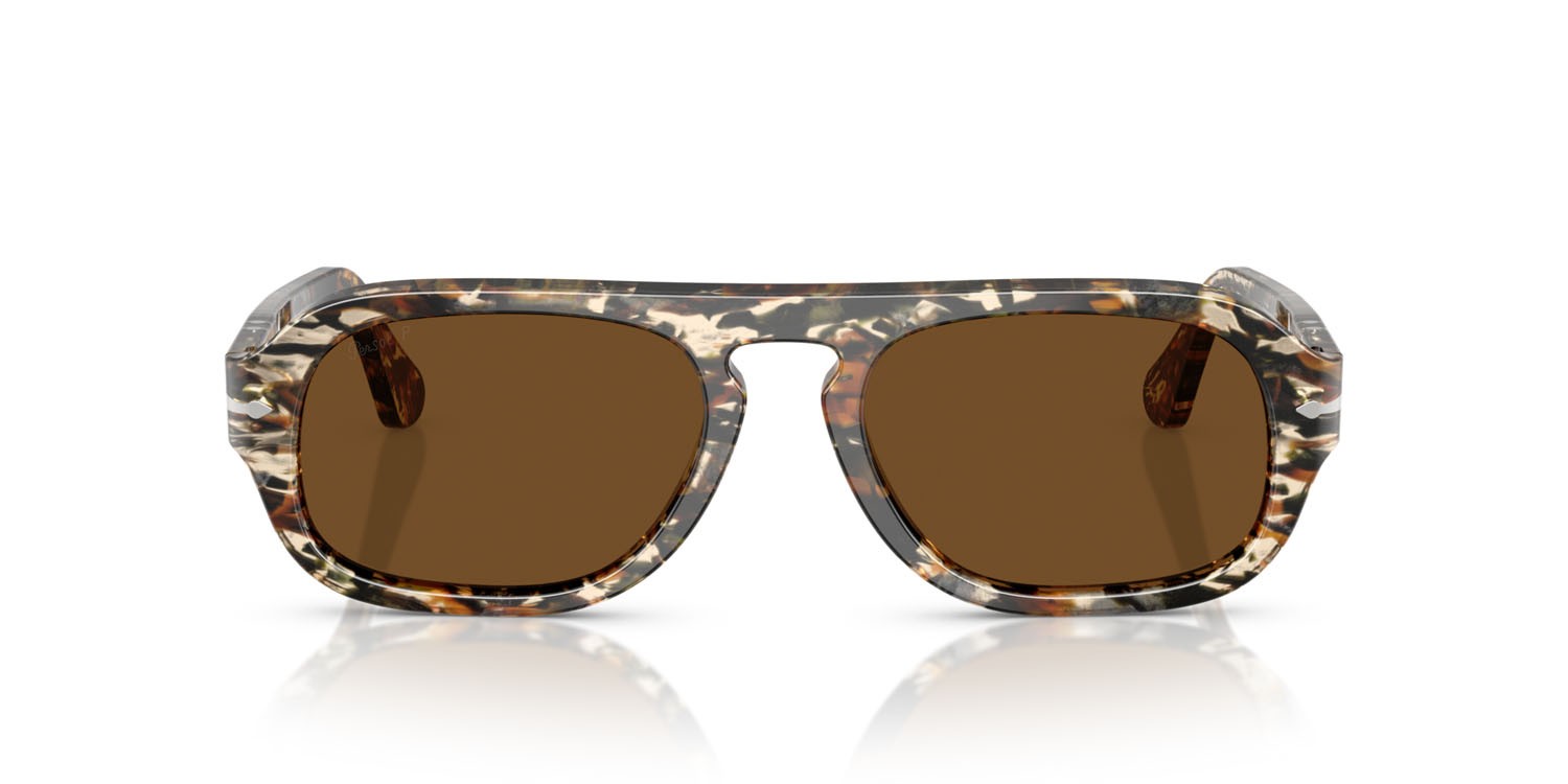 Occhiali da sole Persol PO 3369S (122157) colore marrone ambrato/pirate black forma aviator lenti polarizzata marrone