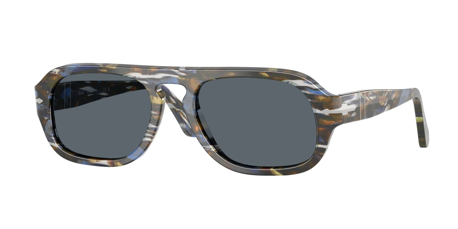 Sunglasses Persol PO 3369S (1222R5) color grigio frost/blu nautical shape aviator lenses blu