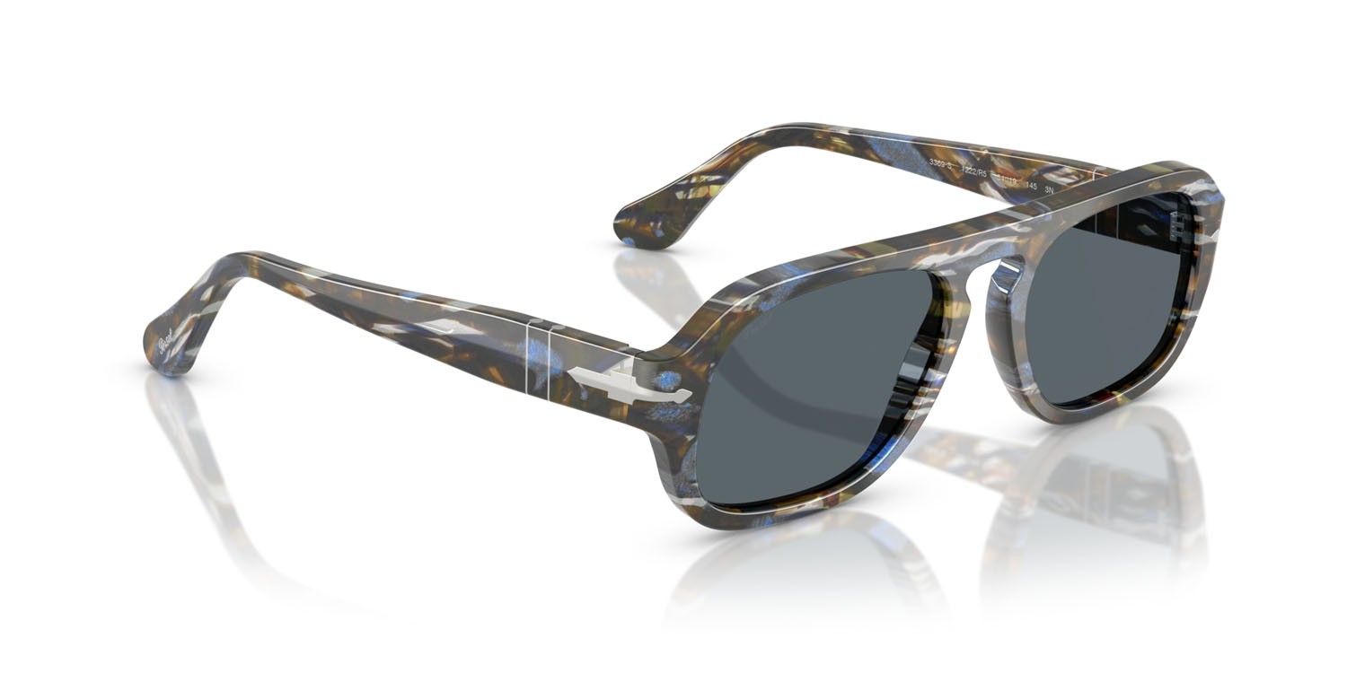 Sunglasses Persol PO 3369S (1222R5) color grigio frost/blu nautical shape aviator lenses blu