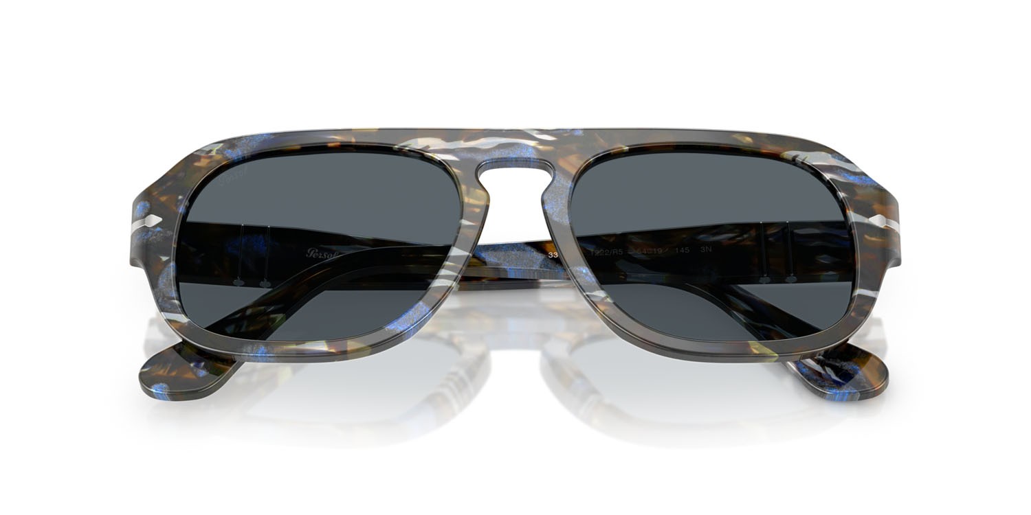 Sunglasses Persol PO 3369S (1222R5) color grigio frost/blu nautical shape aviator lenses blu