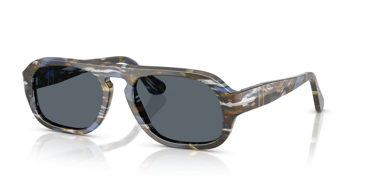 Sunglasses Persol PO 3369S (1222R5) color grigio frost/blu nautical shape aviator lenses blu